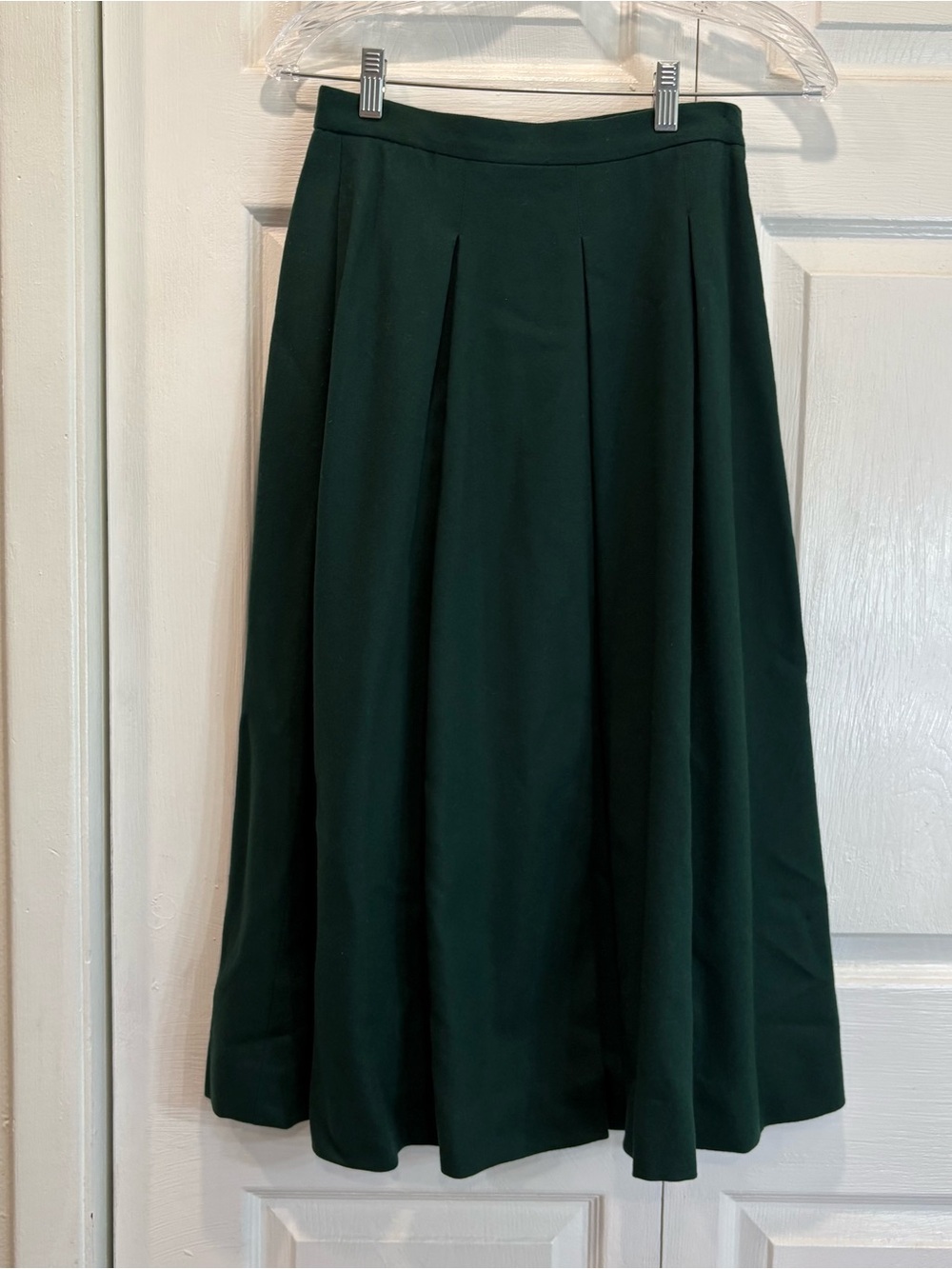 Vintage Classy Lady Dark Green Wool Midi Length Skirt - Size 6